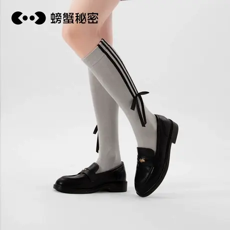 【2件9折3件8折】螃蟹秘密长筒小腿袜子女防下滑显瘦黑色jk袜商品大图