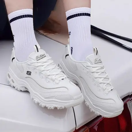 Skechers斯凯奇女鞋2025春夏季新款小白熊运动老爹鞋海军蓝熊猫鞋图片