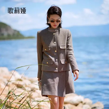歌莉娅小香风短外套秋季新款高级感水洗羊毛开衫上衣女1A9L6E130图片