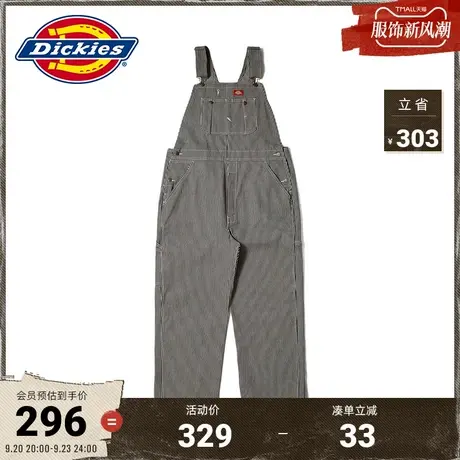 Dickies商场同款23秋冬 工装风条纹背带连体裤图片