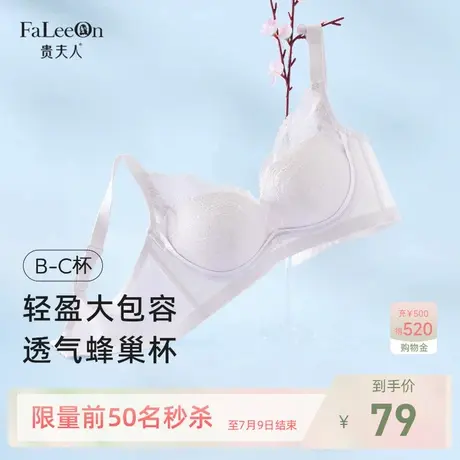 贵夫人蜂巢洞洞杯透气内衣女柔软蕾丝舒适无钢圈聚拢收副乳文胸商品大图