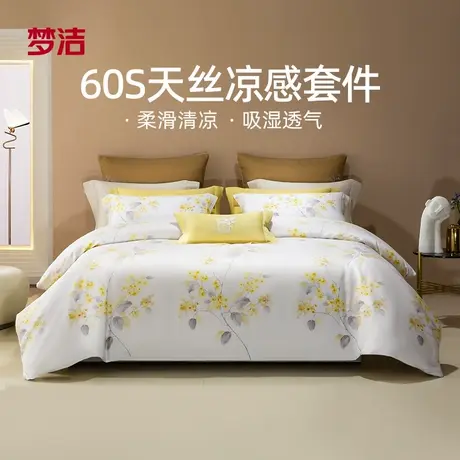梦洁【8月会员内购节】梦洁兰精天丝印花四件套夏季60S床单套件商品大图