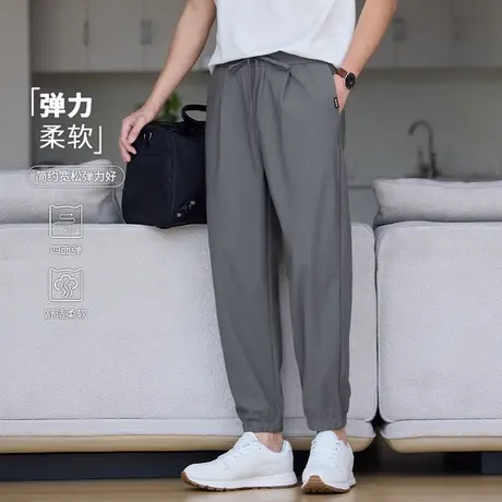 猫人正品高弹力运动束脚休闲裤男士夏季2025新款通勤宽松大码卫裤图片