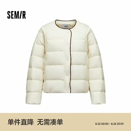 森马羽绒服女冬季轻薄90绒子花苞假两件2025新款叠穿宽松撞色上衣图片