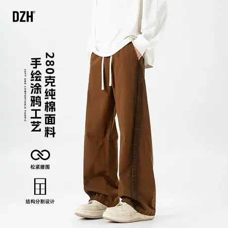 男士美式潮牌休闲裤男秋季纯棉裤子宽松运动直筒长裤2025新款男裤商品大图