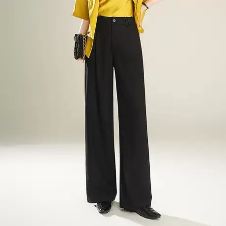 时尚拖地阔腿裤西装裤女春季2025新款高腰宽松垂感气质长裤休闲裤图片