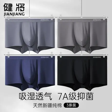 健将夏新款男士四角内裤青少年薄款纯棉裤头男生运动透气平角裤子商品大图