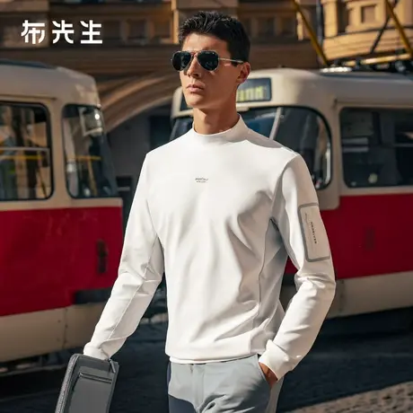 MrBu布先生长袖打底t恤衫撞色拼接2025秋新款男运动上衣BT16873图片