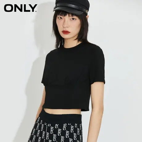 ONLY奥莱夏季时尚百搭修身拼接纯色简约褶皱T恤女商品大图
