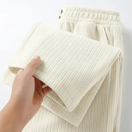 VR真维斯休闲裤子女秋冬2023新款宽松直筒阔腿裤小个子加厚运动裤图片