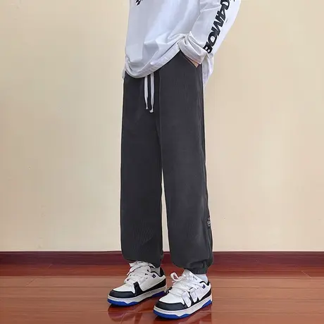 重磅休闲裤男士春秋款2023新款雪尼尔灯芯绒裤子男款秋季运动卫裤商品大图