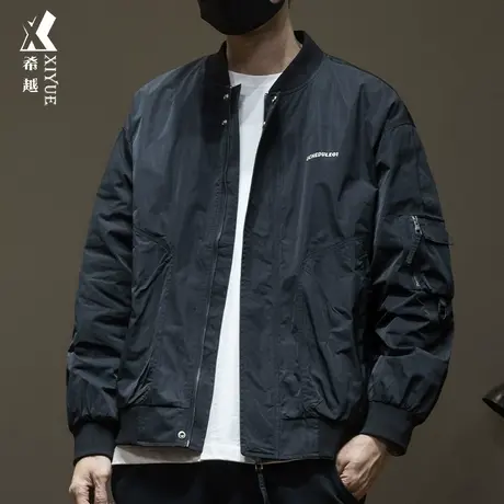 美式复古飞行员夹克棉服男冬季新款宽松大码棉衣男士棒球领外套潮商品大图