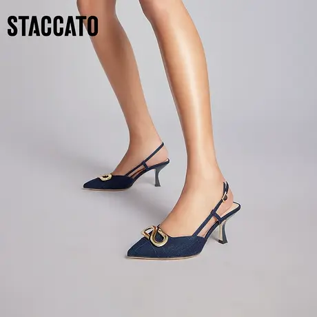 思加图新款音符鞋气质尖头包头凉鞋法式细高跟鞋女鞋ED349AH3商品大图