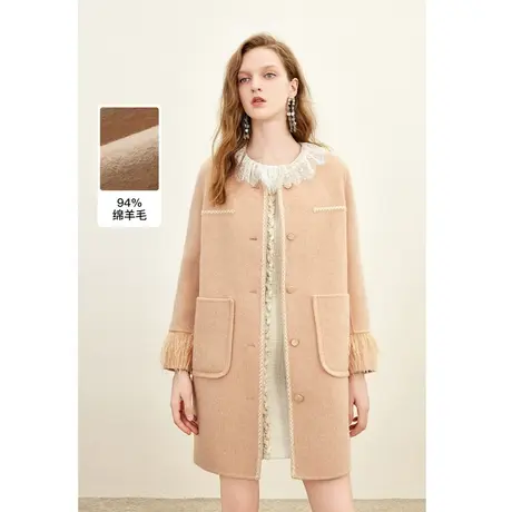 MISSCOCOON小香风双面羊毛呢大衣女2023秋冬新款宽松气质毛呢外套商品大图