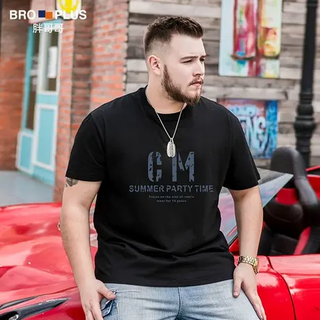 胖哥哥男装夏装男大码宽松夏季休闲短袖加肥加大男士打底半袖T恤商品大图