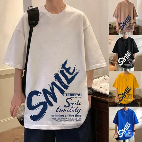 纯棉宽松短袖T恤男夏季重磅美式高街潮牌体恤休闲半袖潮流打底衫商品大图