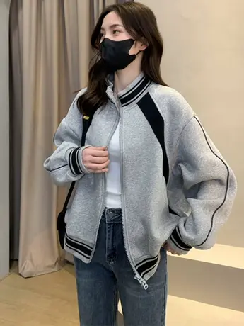 短款棒球服外套女春秋新款2023年爆款韩版宽松小个子百搭开衫上衣商品大图