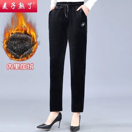 奶奶装加绒灯芯绒加厚松紧腰百搭棉裤子2023冬季新款中老年人女装商品大图