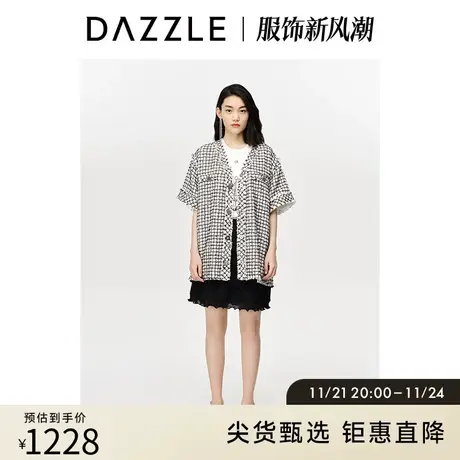 DAZZLE地素奥莱 夏季复古撞色格纹中长款小香风千金风外套女图片