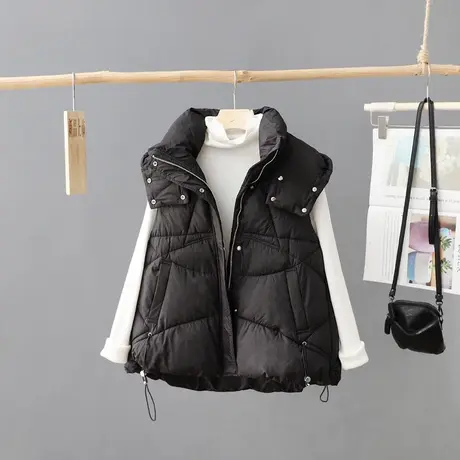 洋气短款棉马甲女羽绒棉坎肩无袖背心外搭加厚保暖秋冬季棉衣外套商品大图