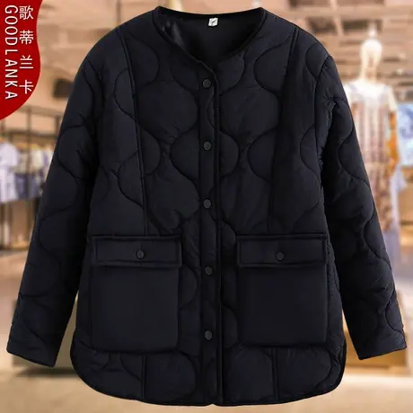 加肥加大码中年妈妈秋冬夹棉棉衣宽松时尚撞色短款加厚小棉袄外套商品大图