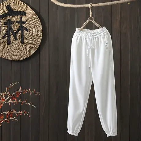 枫谜2021年春装新款文艺韩版休闲卫裤女宽松束脚裤显瘦哈伦裤长裤图片