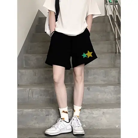 美式中性风短裤女hiphop潮牌五分裤夏季ins潮休闲宽松阔腿运动裤图片