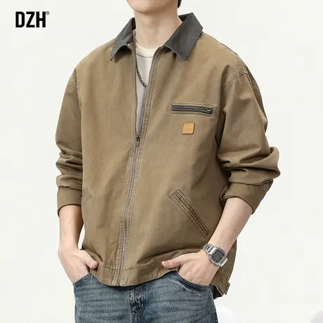 男士美式复古工装夹克男秋季硬汉猎装2024新款秋装教练外套高级感商品大图