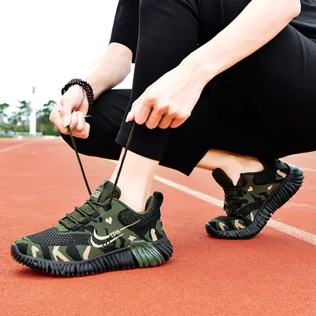 迷彩鞋男女学生军训网面运动鞋夏季透气不臭脚轻便跑步鞋减震回弹图片