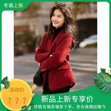时尚气质鹅绒服2023年冬季新款女翻领百搭知性温柔呢子加厚款外套图片