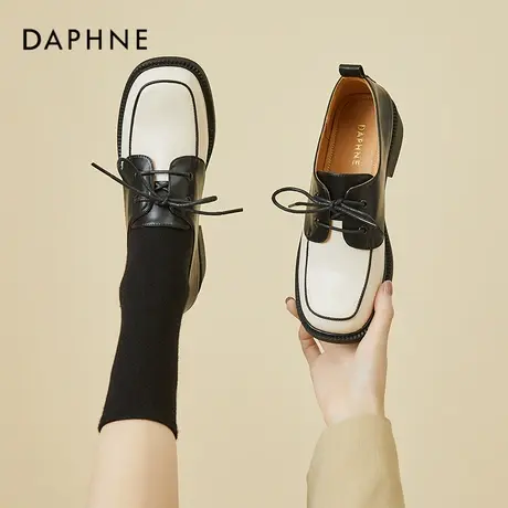 达芙妮法式平底鞋女鞋ins风2022新款春秋软底夏季黑白单鞋小皮鞋图片