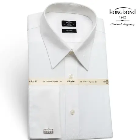 红邦创衣 法式衬衫男长袖商务结婚新郎高档法式袖免烫职业白衬衣图片
