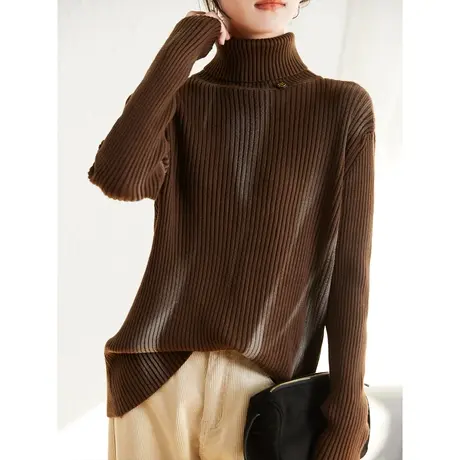 慵懒风高领扎染毛衣女秋冬装2023新款宽松打底设计感针织上衣女潮图片