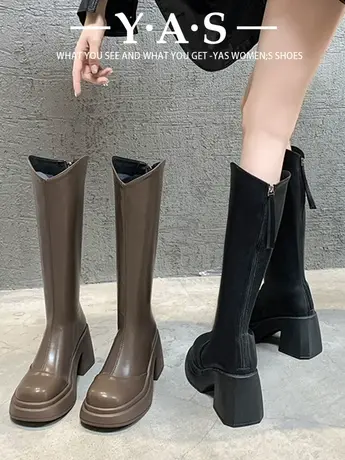 长筒靴女2023新款高跟骑士靴细腿包腿长靴V口小个子小鸟腿瘦瘦靴商品大图