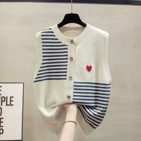 圆领针织开衫马甲背心女2024春秋新款宽松外穿马夹叠穿毛衣坎肩潮图片