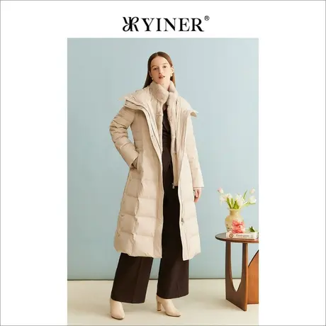 【聚暖白鹅绒】YINER音儿女装冬季长款水貂毛领羽绒服图片