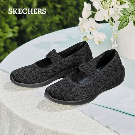 Skechers斯凯奇春夏女鞋平底单鞋镂空花纹优雅浅口一脚蹬玛丽珍鞋图片