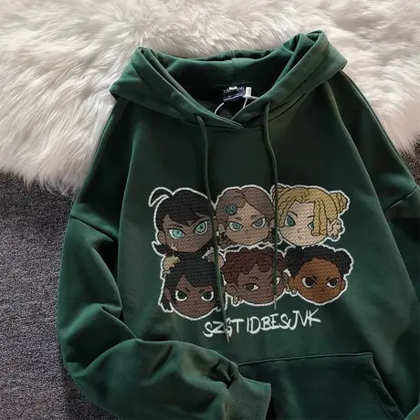 美式设计感连帽卫衣女秋冬季加绒加厚ins潮牌宽松大码中长款外套图片