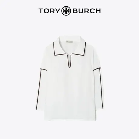 【12期免息 新品】TORY BURCH 汤丽柏琦 翻领饰边短袖上衣 158438商品大图