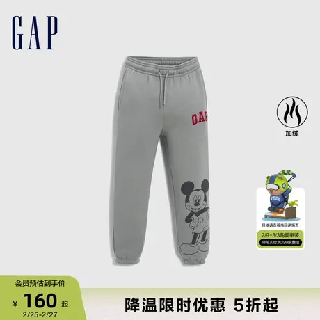 【迪士尼联名】Gap男幼冬季加绒保暖卫裤运动裤儿童束脚裤829983商品大图