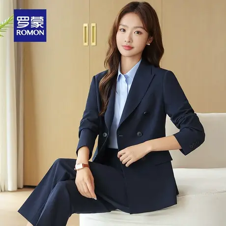罗蒙女士西服套装2024春季气质百搭职业装显瘦商务正装工装两件套商品大图