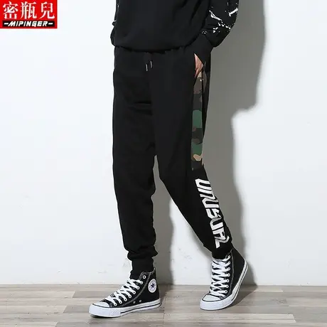 加绒运动裤男宽松秋冬季男士嘻哈裤子男青少年加肥加大休闲男裤潮商品大图