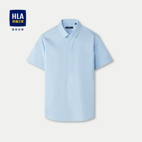 HLA/海澜之家纯棉短袖休闲衬衫24春夏新款尖领时尚格纹免烫衬衣男商品大图