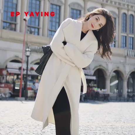 [重磅限量]EP雅莹高端系列 唐嫣同款阿拉善羊绒大衣商场同款8422A图片