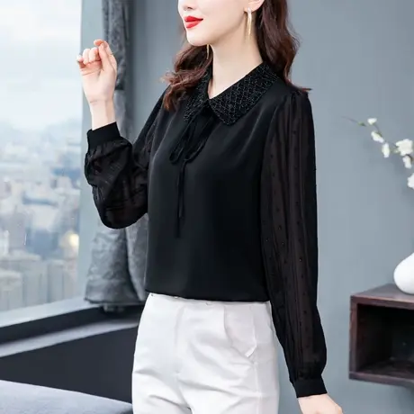 高级感新款早秋气质上衣女士衬衫春秋季长袖欧货小衫2023新品别致商品大图