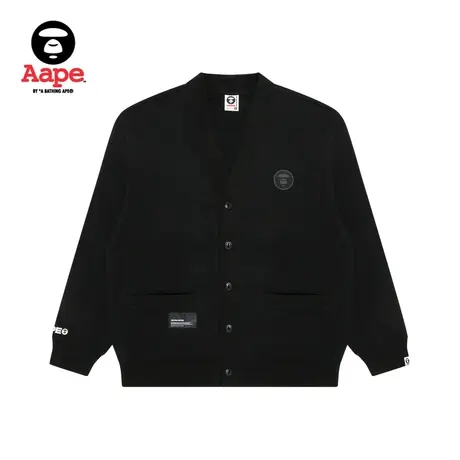 Aape旗舰店男装秋冬猿颜徽章刺绣纽扣薄绒卫衣开衫外套A317XXL图片