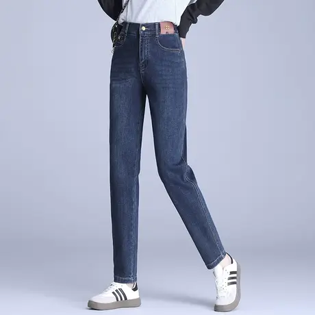 牛仔直筒裤2023春秋季新款深色哈伦裤女高腰显瘦宽松萝卜老爹裤子图片