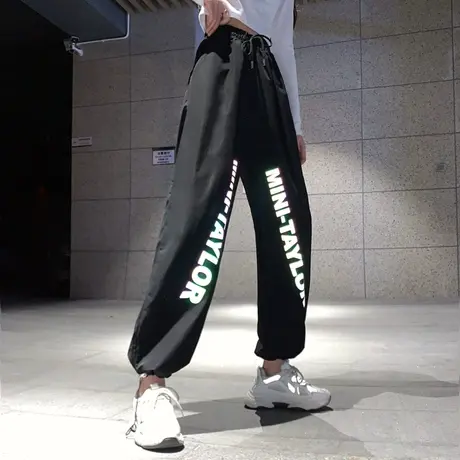 网红裤子女秋冬宽松高腰直筒显瘦百搭ins超火休闲哈伦束脚运动裤商品大图