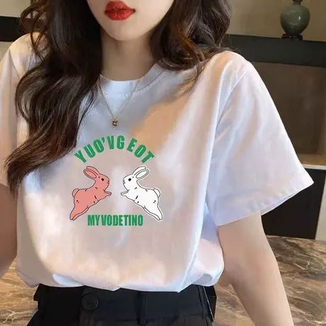 2023新款夏季辣妹小众外穿打底上衣纯棉圆领百搭基础款短袖t恤女商品大图