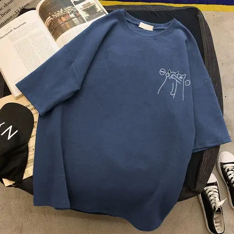 超火cec短袖t恤女夏ins潮韩版学生半袖学院风宽松慵懒百搭上衣服商品大图